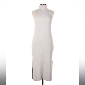 Daily Practice by Anthropologie Grey Ribbed Turtleneck Sleeveless Midi Dress